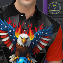 Load image into Gallery viewer, Eagle US Flag Bowling Custom Men Bowling Shirt Polo &amp; Quarter-Zip Bowling Team Jerseys HNT67