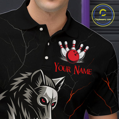 Wolf Bowling Shirt for Men Custom Bowling Team Jersey Black Polo & Quarter-Zip Bowling Unisex QZT700