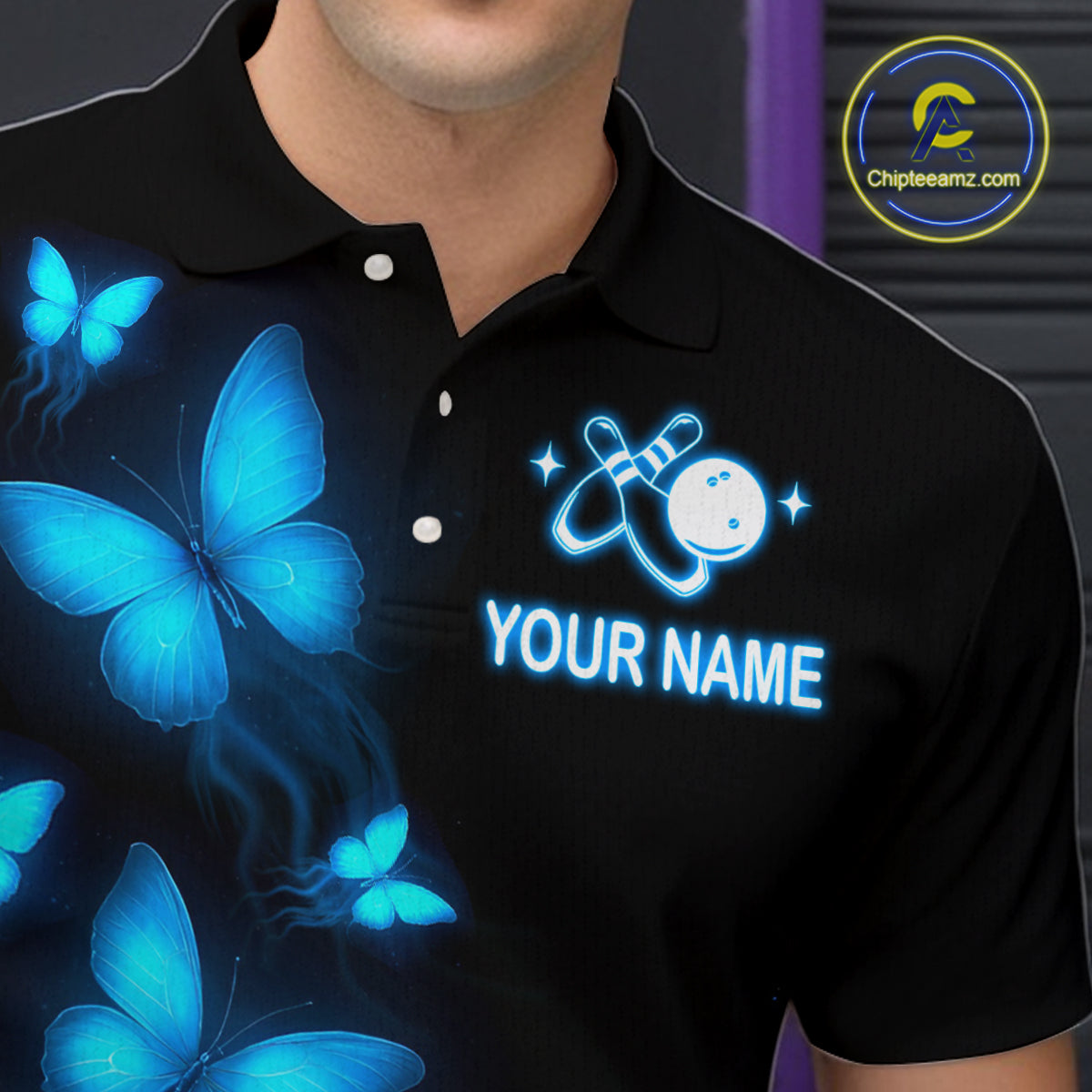 Blue Butterflies Bowling Shirts Women Men Team Custom Bowling Jerseys for Bowlers MBL138