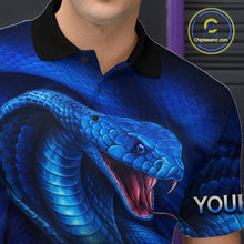 Load image into Gallery viewer, Custom 3D Blue Cobra Snake Bowling Team Shirt Bowling Jersey Outfit for Men Polo &amp; Quarter-Zip QZT723