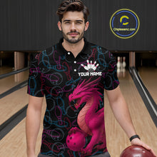 Load image into Gallery viewer, Pink Dragon Bowling Shirt Custom Bowling Jerseys for Men Women with Team Name MBL89