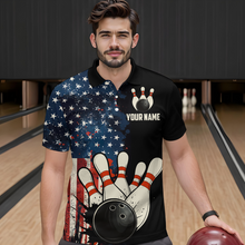 Load image into Gallery viewer, American Flag Bowling Shirt for Men Women Custom Patriotic Bowling Shirt Bowling Apparel MBL02
