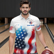 Load image into Gallery viewer, American Flag Bowling Shirts Custom Bowling Shirt for Women Men Patriotic Bowling Polo MBL04