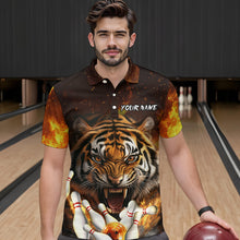 Load image into Gallery viewer, Flames Bowling Shirts Tiger Bowling Jersey Quarter-Zip Bowling Team League QZT634