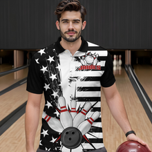 Load image into Gallery viewer, American Flag Bowling Shirt for Men Women Team Bowling Jersey Bowling Polo&amp;1/4 Zip MBL18