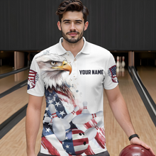 Load image into Gallery viewer, Patriotic Eagle Bowling Shirts Custom Bowling Polo Shirt Men Women American Flag Bowling MBL11