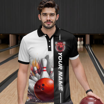 Custom Bowling Jersey for Men Bowling Gifts for Men Bowling Team Shirts with Name Polo & 1/4 Zip HNT25