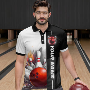 Custom Bowling Jersey for Men Bowling Gifts for Men Bowling Team Shirts with Name Polo & 1/4 Zip HNT25
