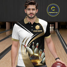 Load image into Gallery viewer, Gold Bowling Custom Men Bowling Shirt Polo &amp; Quarter-Zip Bowling Team Jerseys HNT61