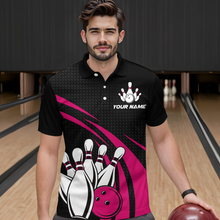 Load image into Gallery viewer, Pink Bowling Jersey Men Custom Bowling Team Shirts Unisex Bowling Men Short Sleeve Polo Shirt CP29