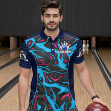 Load image into Gallery viewer, Custom Camo Pink &amp; Teal Bowling Jersey Bowling Team League Polo Shirt for Men Women QZT665