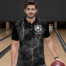 Load image into Gallery viewer, Skull Bowling League Shirt Men Bowling Jersey Team Lightning Thunder Bowling Polo Shirt BDT335