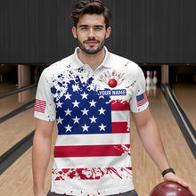 Load image into Gallery viewer, Patriotic Bowling Shirt Custom American Flag Bowling Shirts for Women Men Polo&amp;1/4 Zip MBL07