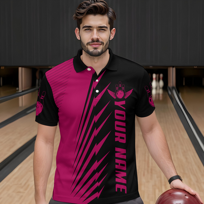 Custom Pink Bowling Shirts for Men Women Team Bowling Polo & 1/4 Zip Shirt MBL48