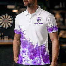 Load image into Gallery viewer, Purple Icy Light White Darts Polo &amp; Quarter Zip Custom Dart Shirts For Men Team Darts Jerseys TDM3684
