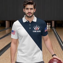 Load image into Gallery viewer, American Flag Bowling Shirts Blue&amp;White Bowling Jersey for Men Women Bowling Jersey MBL34