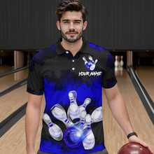 Load image into Gallery viewer, Customize Blue Bowling Shirts for Men Women Team Bowling Polo &amp; 1/4 Zip Shirts MBL81