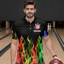Load image into Gallery viewer, Rainbow Flame Eagle Bowling Team Jersey Personalized Bowling Polo Shirt For Men And Women QZT681