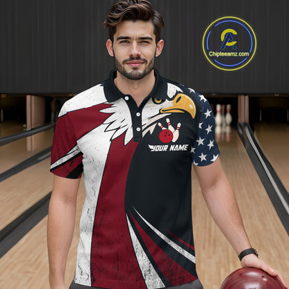 Eagel Bowling Custom Men Bowling Shirt Polo & Quarter-Zip Bowling Team Jerseys HNT63