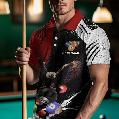 Eagle Custom Red Billiard Team Shirts For Men Bowling League Polo & 1/4 Zip Shirt NNT20