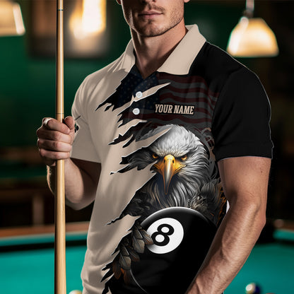 Funny US Flag Eagle Billiard Jersey for Men Billiard Shirt Billiard Gifts Polo & 1/4 Zip NNT14
