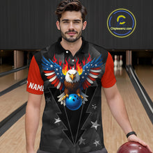 Load image into Gallery viewer, Eagle US Flag Bowling Custom Men Bowling Shirt Polo &amp; Quarter-Zip Bowling Team Jerseys HNT67