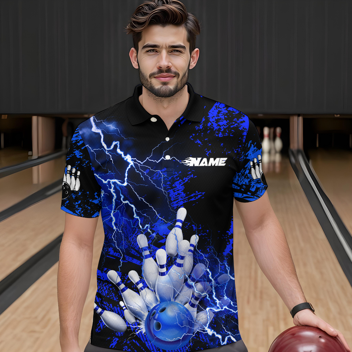 Blue Thunder Lightning Bowling Shirt Custom Colorful Bowling Jersey Men Women Team MBL67