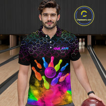 Load image into Gallery viewer, Colorful Bowling Custom Men Bowling Shirt Polo &amp; Quarter-Zip Bowling Team Jerseys HNT73
