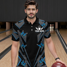 Load image into Gallery viewer, Customize Blue Butterflies Bowling Shirts for Men Women Team Bowling Polo &amp; 1/4 Zip MBL78