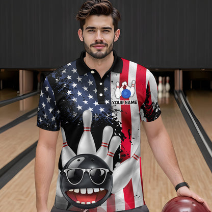 American Flag Bowling Shirts for Men Women Funny Bowling Jersey Team Bowling Shirt MBL10