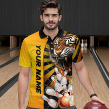 Load image into Gallery viewer, Yellow Tiger Bowling Custom Men Bowling Polo &amp; Quarter-Zip Bowling Team Jerseys HNT44