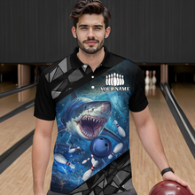 Load image into Gallery viewer, Custom Shark Bowling League Shirts For Men, Personalized Bowling Team Jerseys Polo &amp; Quarter-Zip HNT36