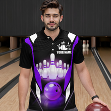 Load image into Gallery viewer, Purple Bowling Shirt for Men and Women Bowling Jersey with Team Bowling Polo &amp; 1/4 Zip MBL42