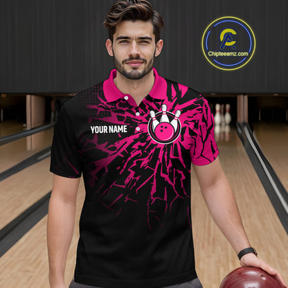 Custom Pink Bowling Shirt Blue for Men Women and Team Bowling Jerseys MBL102