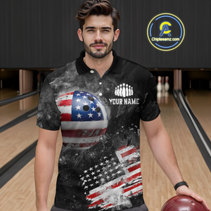 Custom American Flag Bowling Shirts Men Women Team Patriotic Bowling Jersey MBL84