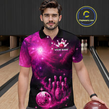 Load image into Gallery viewer, Custom Pink Galaxy Bowling Shirts for Women Men Bowling Jersey for Team Bowl Outfit MBL124