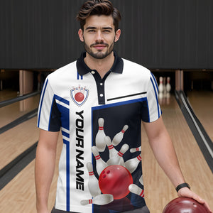 Bowling Jersey for Men Custom Bowling Team Shirts with Name Bowling League Polo & 1/4 Zip HNT30