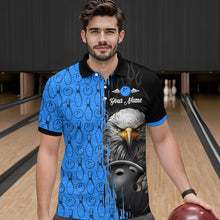 Load image into Gallery viewer, Blue Eagle Bowling Custom Men Bowling Shirt Polo &amp; Quarter-Zip Bowling Team Jerseys HNT49