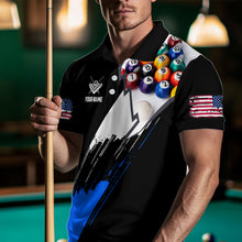 Load image into Gallery viewer, Personalized Black Blue 3D Pool Balls Billiard Shirts For Men Custom Team 8 Ball Billiard Jerseys TDM3575