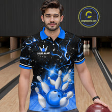 Load image into Gallery viewer, Blue Dragon Flaming Bowling Shirt for Men and Women Custom Bowling Jersey for Team MBL87