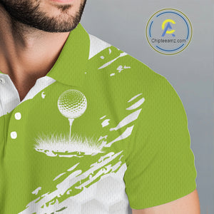 Green and White golf ball pattern Mens golf polo shirts custom team name mens golf clothes NQS9974