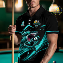 Load image into Gallery viewer, Turquoise 8 Ball &amp; 9 Ball Pool Billiard Shark Polo &amp; 1/4 Zip For Men Custom Team Billiard Jerseys TDM4089