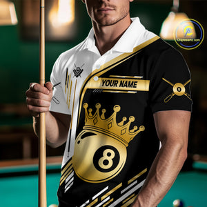 Personalized Golden 8 Ball Pool Crown Billiard Shirt For Men Custom Billiard Team Jerseys Uniform TDM4182