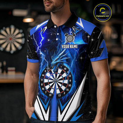 Blue Darts Jerseys Custom Thunder Lightning Dragon Dart Shirt Team Polo & Quarter Zip For Men TDM4314