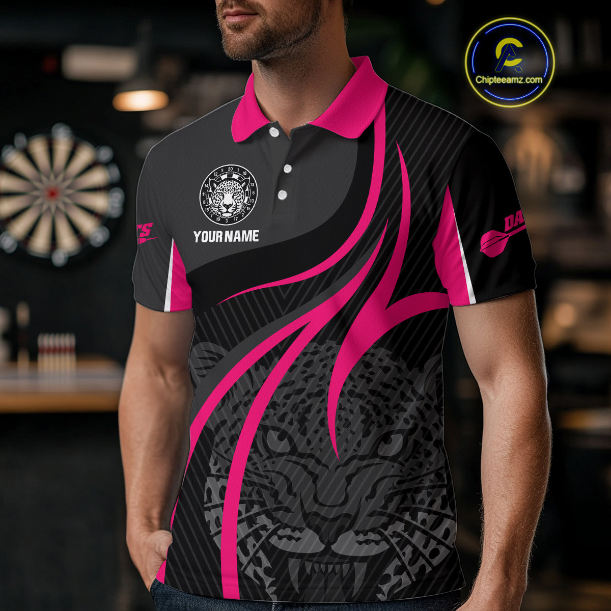 Custom Dart Jersey - Fuchsia & Ebony Panther Power | Personalized Name For Men NYN0325