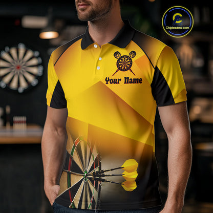 Men's Personalized Dart Shirts With Fire Skull And Yellow Darts Theme NYN0256