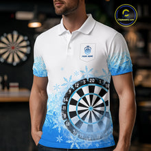 Load image into Gallery viewer, Blue Icy Frozen Darts Shirts With Pocket For Men Custom Darts Team Jerseys TDM4035