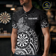 Load image into Gallery viewer, Custom White Black Tribal Dartboard Butterfly Darts Shirts For Men, Darts Team Jerseys Outfit TDM3988