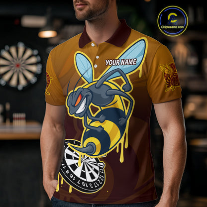 Ferocious Bee Dartboard 3D Funny Darts Shirt For Men - Custom Name & Team Jersey NYN0672