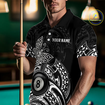 Custom White Black Tribal Butterfly Billiard Shirts For Men | 8 Ball Pool Team Jerseys TDM3987